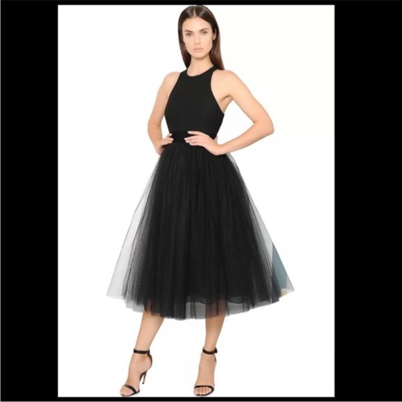 RARE Elizabeth and James Black Tulle Aneko Ballet Midi Cocktail Dress Size 8 NWT - Picture 4 of 6